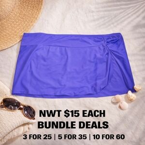 Plus Size Blue Swim Skirt Bikini Bottom George High Waist NWT 1X 2X 3X